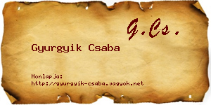 Gyurgyik Csaba névjegykártya